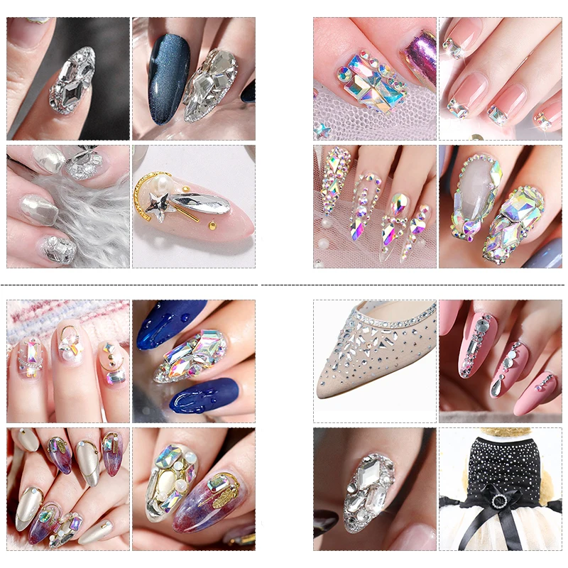 

Nail Rhinestones Candy AB Color Flatback Glitter Crystal Nail Studs Nail Beads 3D Nail Art Decorations Nail Accessories In Wheel