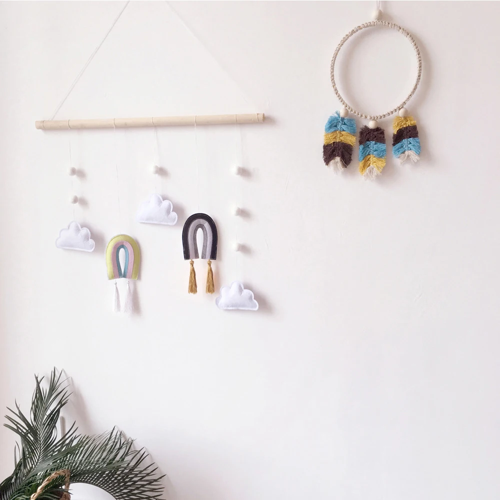 Ins Войлок облако Радужная подвеска Настенное подвесное украшение в