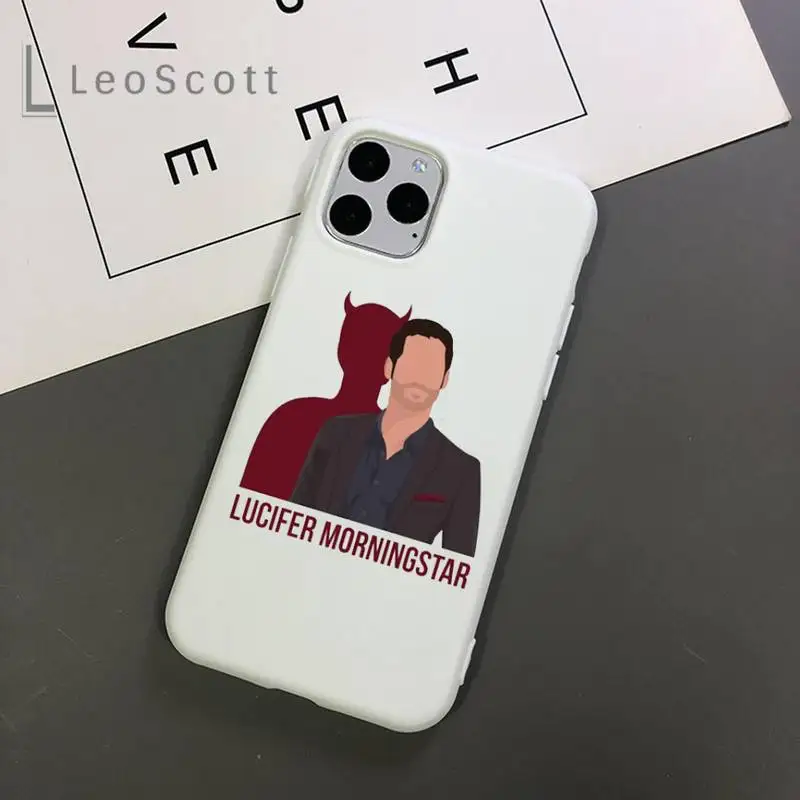 

American TV Degenerate angel Lucifer white Phone Case Candy Color for iPhone 11 12 mini pro XS MAX 8 7 6 6S Plus X 5S SE 2020 XR