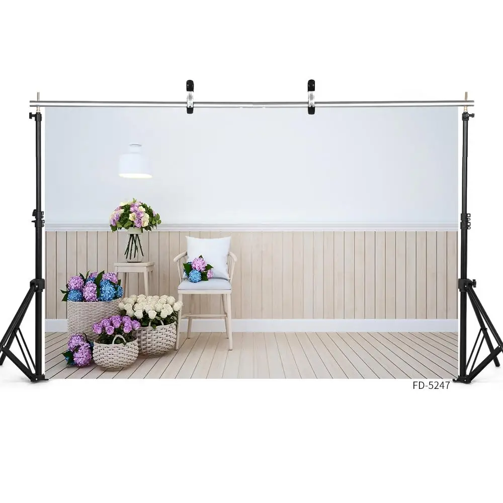 Деревянные доски цветы корзины фон для фотосъемки на виниловой основе любителей