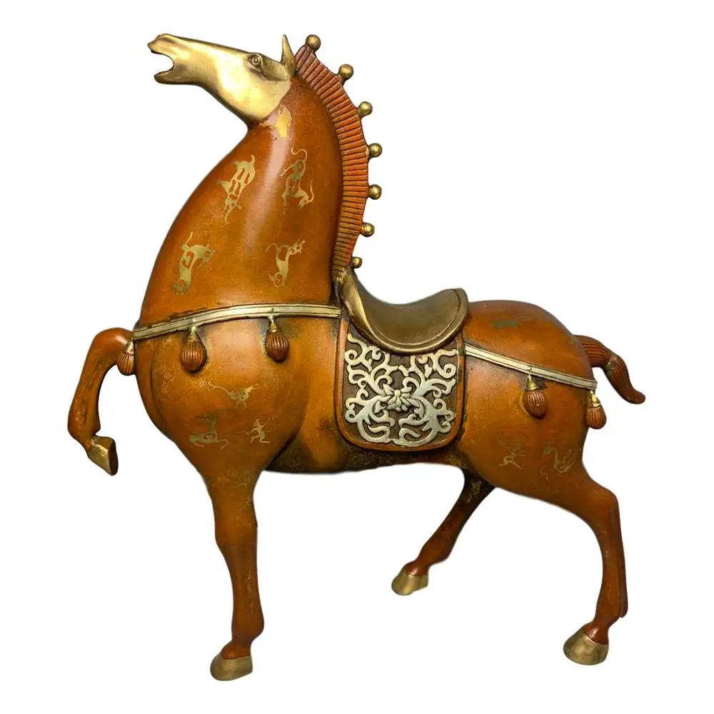 

LaoJunLu Old Tibetan Copper Gilt, Gilt And Silver Tang Horses (One Horse First) Imitation antique bronze masterpiece