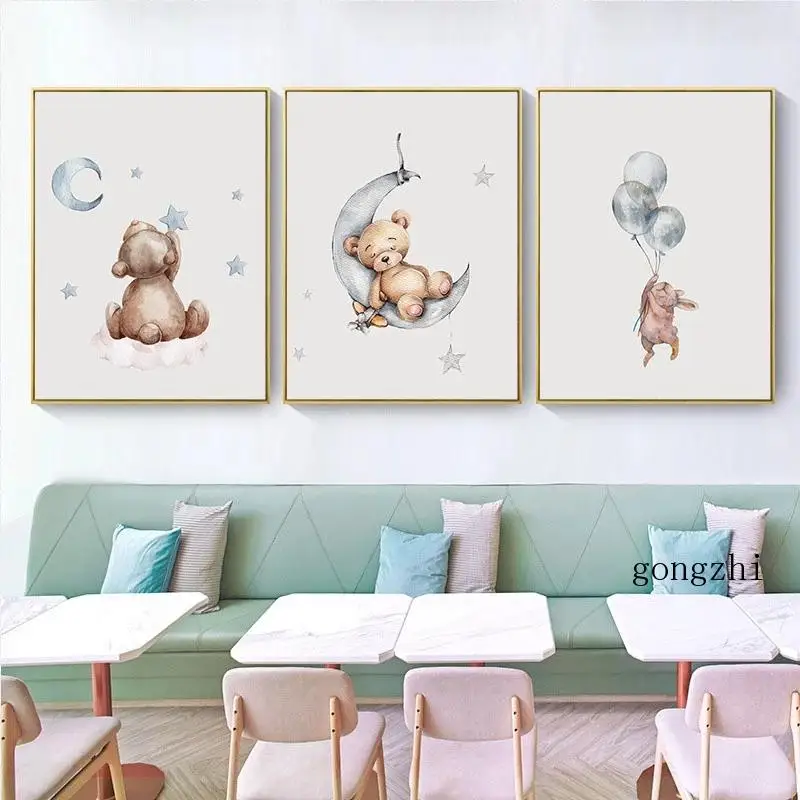 

Настенный постер в скандинавском стиле, Картина на холсте с милыми животными, детская комната, декор для спальни