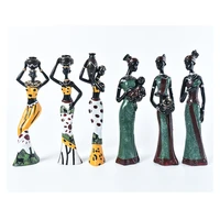 3pcs statue sculpture african female figure girl sculpture african statues resin figurines national style statue table decor