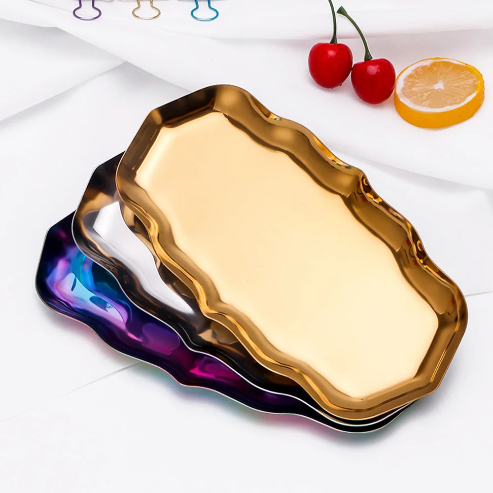 

Nordic Style Oval Wave Metal Tray Cosmetics Jewelry Snack Tea Tray Storage Tray Decoration Home Organizer