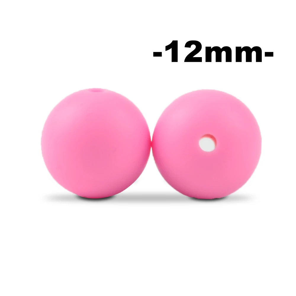 pink LOFCA, 12 мм, 100 шт., силиконовые бусины для прорезывания зубов, Прорезыватель для зубов, ожерелье для кормления ребенка, соска, зажим для ухода за полостью рта, не содержит бисфенола, пищевой, цветной - Цвет: pink