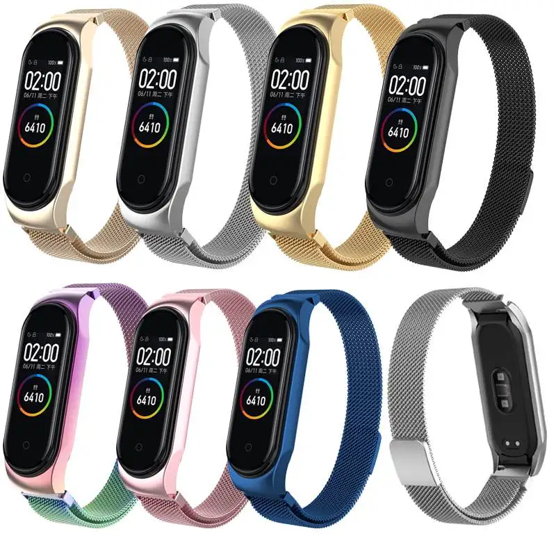 Для Xiaomi mi Band 4 и 3 Smartwatch Браслет mi lanese из нержавеющей стали металлический сменный ремешок для часов фитнес часы ремешок