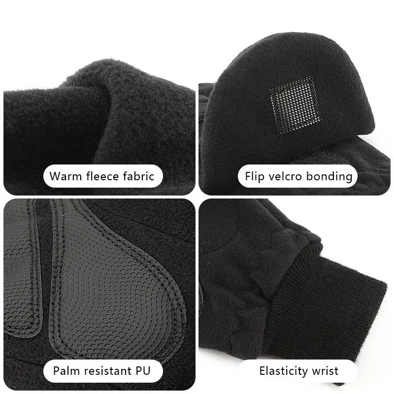 

Black Flip cover Outdoor Travel Hiking Fishing DSLR SLR Camera Photography Gloves Winter Warm Anti-Slip touch screen Half Finger