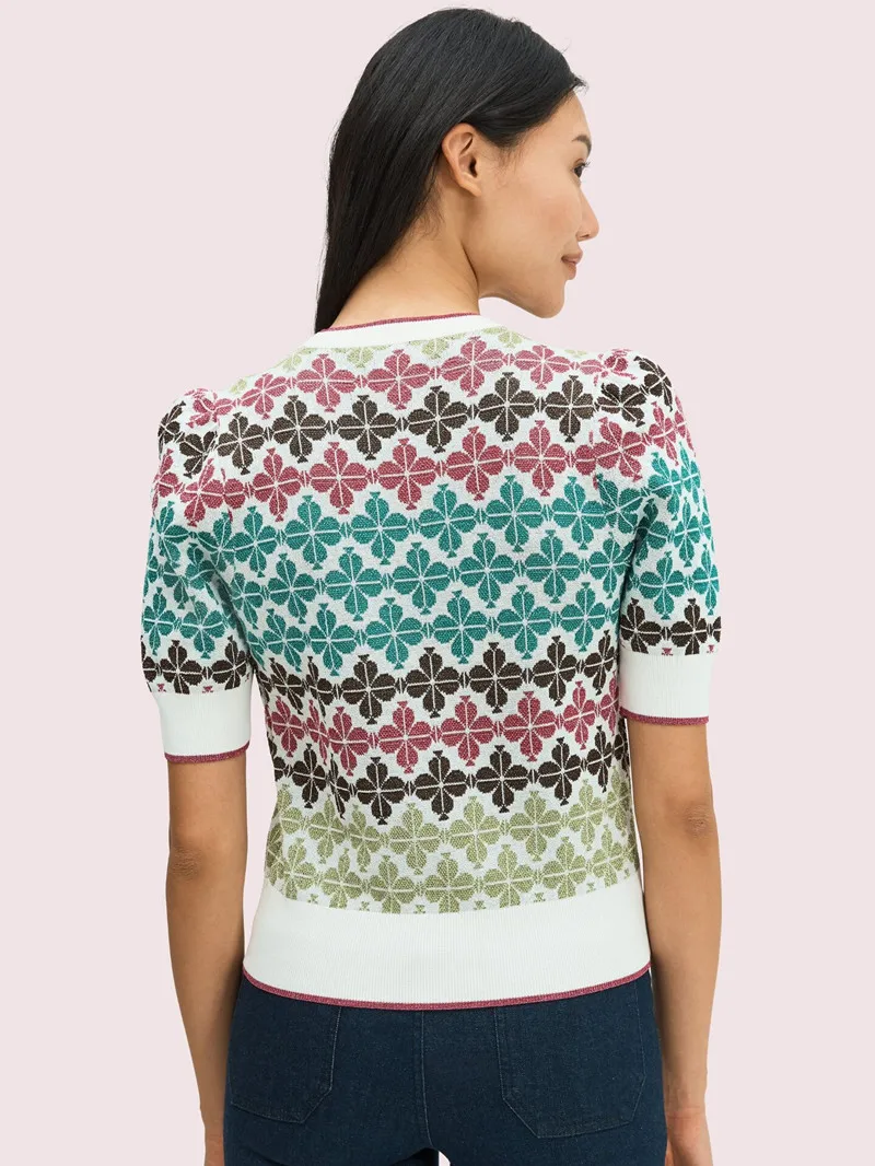 Жаккардовый вязаный пуловер летний свитер Топ 2020 новый с круглым вырезом и