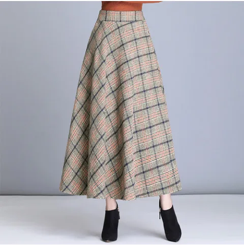 2020 осенне-зимние юбки женская элегантная винтажная клетчатая юбка Женская