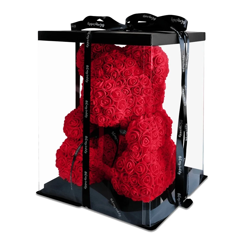 

Dropshipping 40cm Teddy Bear of Rose Artificial Flowers PE Rose Bear for Women Valentines Wedding Christmas Gift Box Home Decor
