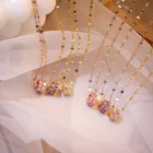 2020 Новинка в Корейском стиле с разноцветными кристалами из нержавеющей стали ожерелье для женщин Изысканная мода короткая цепочка на ключицы ювелирные изделия кулон