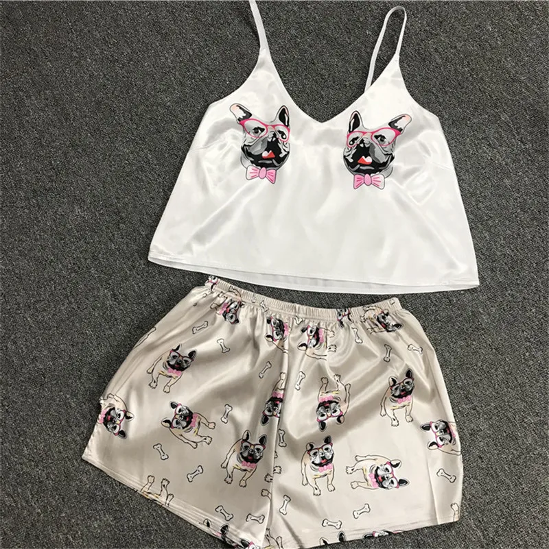 

Two Piece Pajamas with Camisole and Shorts Sexy Kawaii Pj Sets for Women Summer 2021 New Cartoon Design Pyjama Femme Clothes