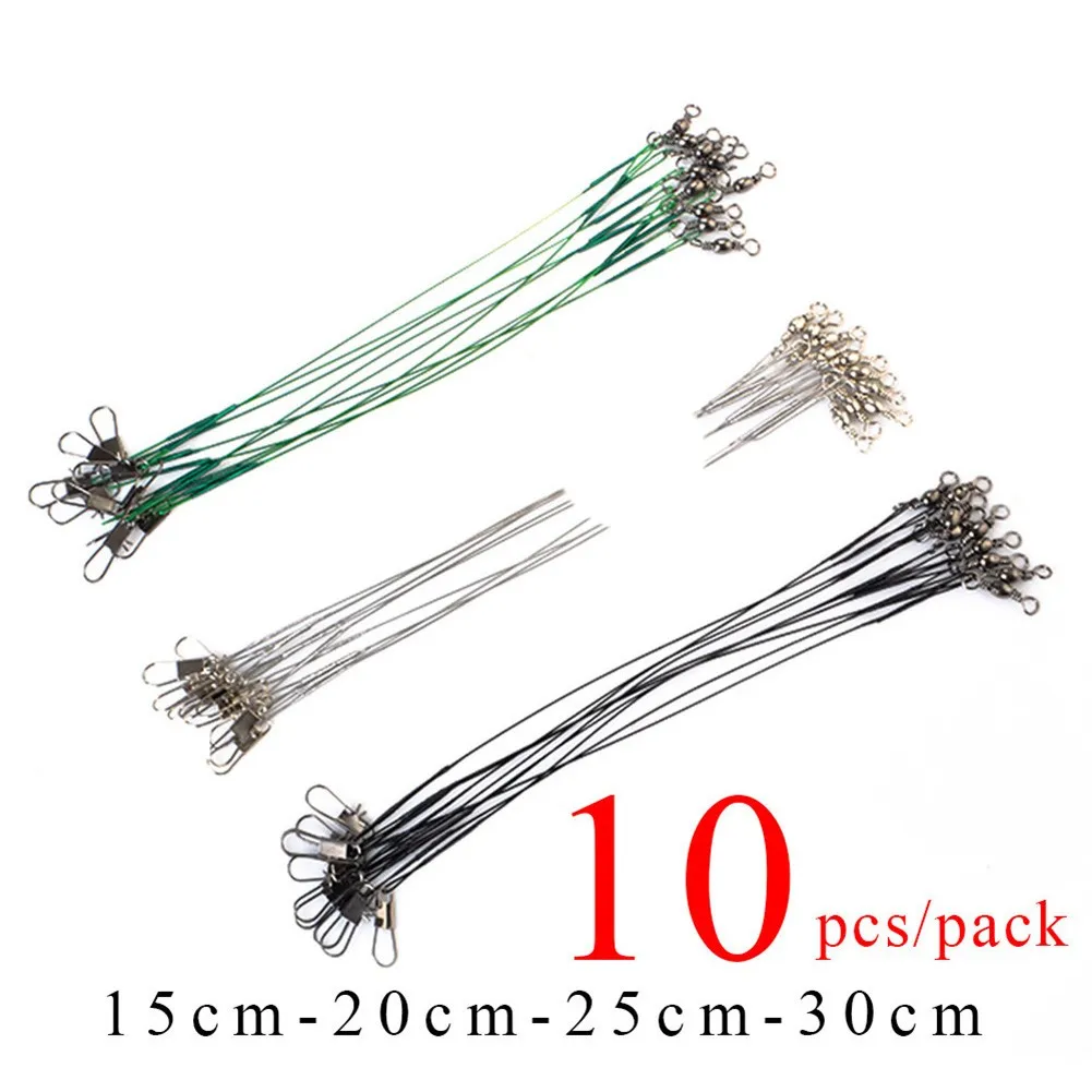 

10pcs Trace Wire Leader Stainless Steel Fishing Line Leaders With Snap & Swivel Anti-bait Carp Fishing Wire Leadcore Leash
