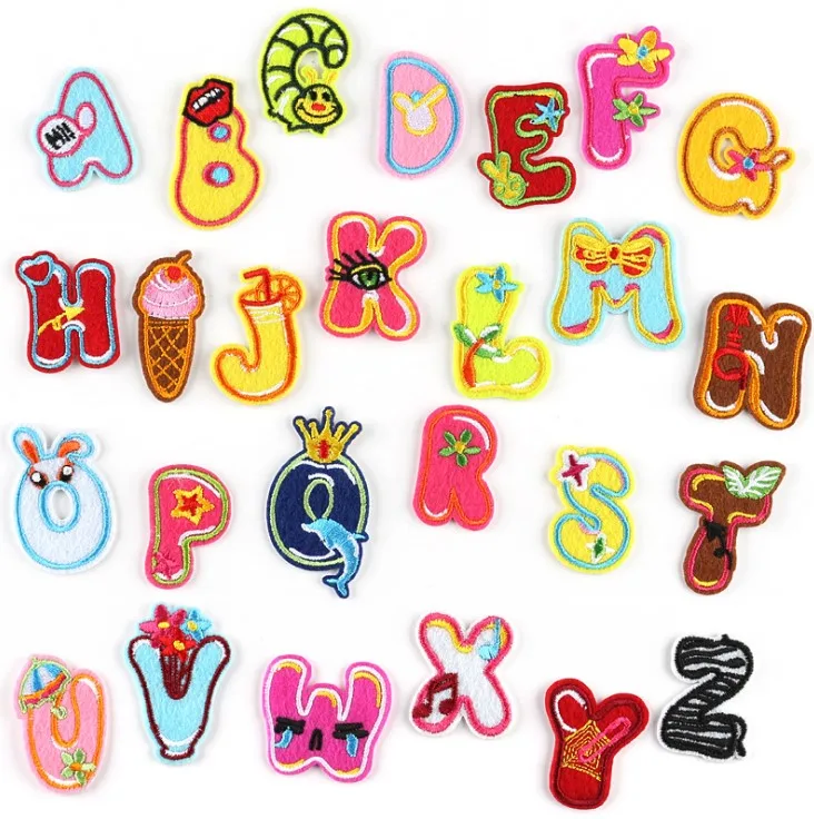 

Cute Animal Letters Patch Alphabet Embroidered Kids Applique Letters Sew On Name Badge Patches
