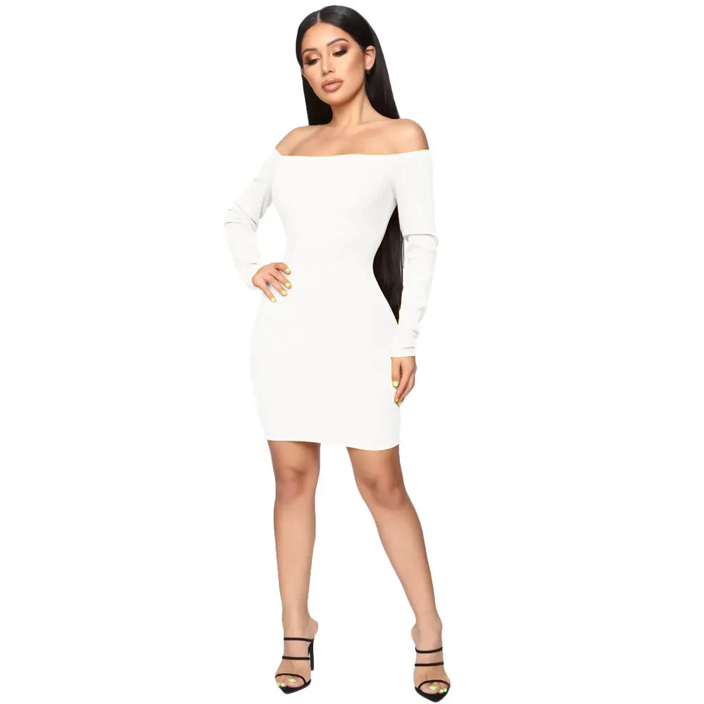 Женское облегающее платье с длинным рукавом черное сексуальное для ночного