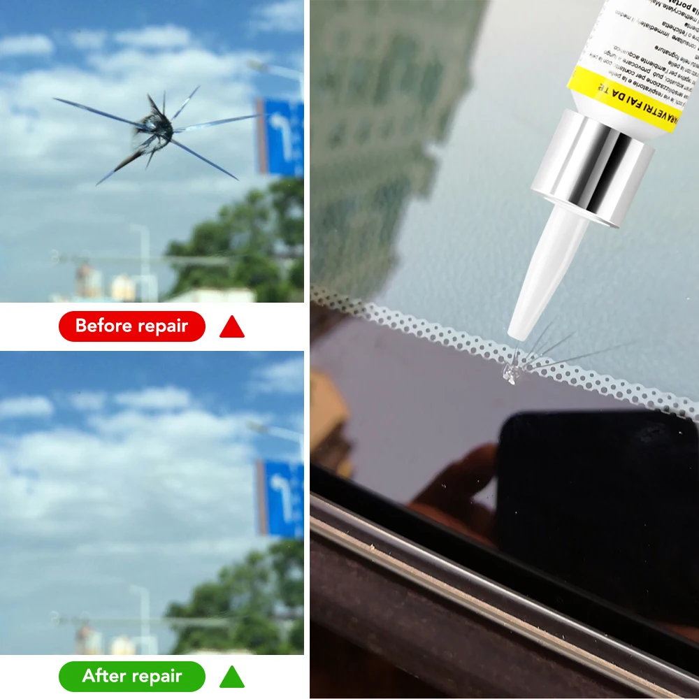 Ремонтный набор для автомобиля "Nissan Qashqai J11 J10 Juke Nismo X-Trail Patrol Terrano" с жидкостью Nano для восстановления трещин на лобовом стекле.