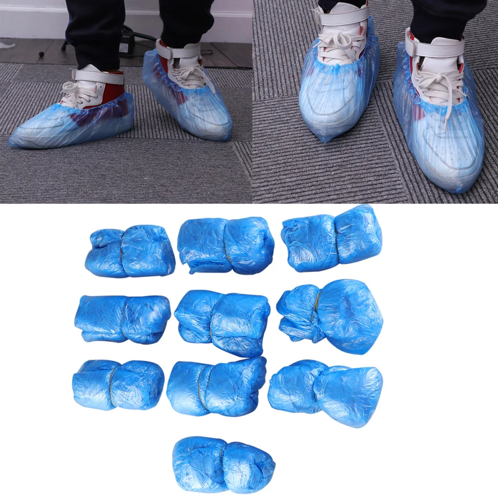 

100pcs Waterproof Disposable Shoe Covers Carpet Cleaning Overshoes (Blue)