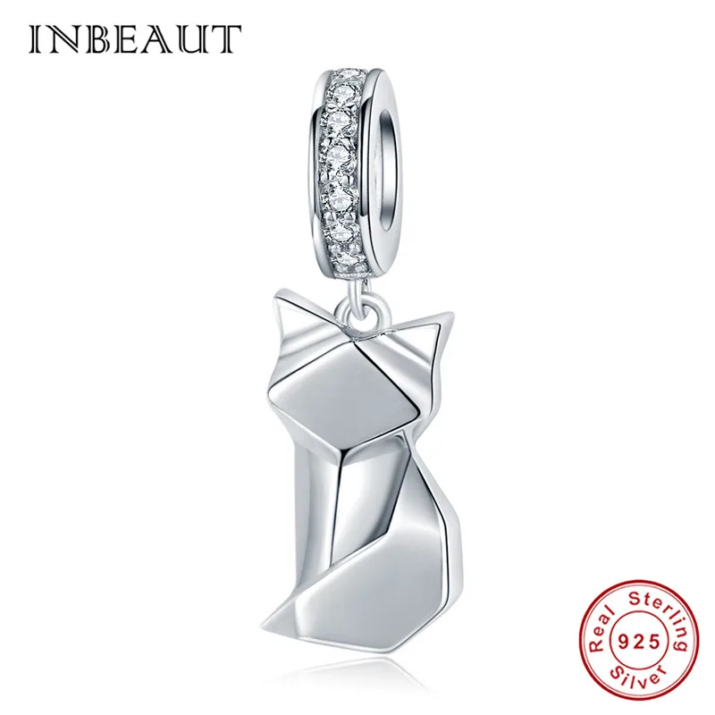INBEAUT,, подлинный 925 пробы, серебряный, лебедь, дракон, кошка, лапа, собака, талисманы, Подходит для Пандора, браслет, животное, бусины, европейские ювелирные изделия - Окраска металла: bas108-1