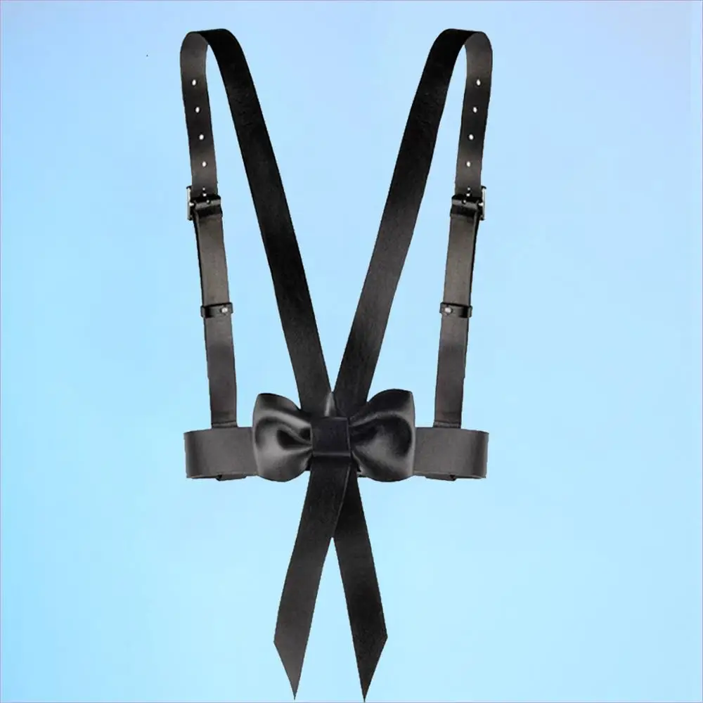 Gothic Sexy Body Belt Crop Top Bondage Harness Women Sexy Toys Adults PU Leather Bow-knot Suspenders Straps Garters Belt