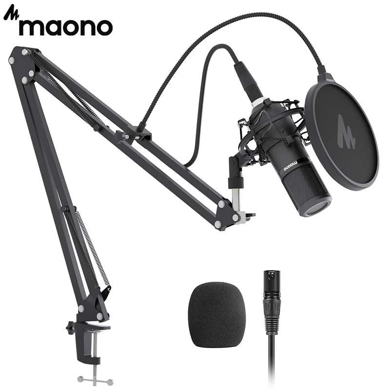 Mic para Streaming de Voz sobre Casa-estúdio Maono Condensador Microfone Kit Profissional Cardióide Vocal Studio Gravação Pm320s Xlr