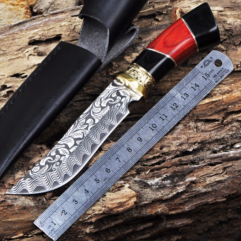 Ножи ручной работы 58HRC с фиксированным лезвием дамасский нож для выживания