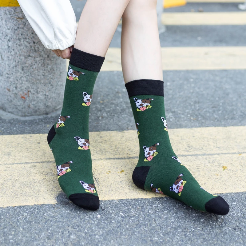 Длинные хлопковые носки Harajuku Kawaii Happy для мужчин и женщин качественные забавные