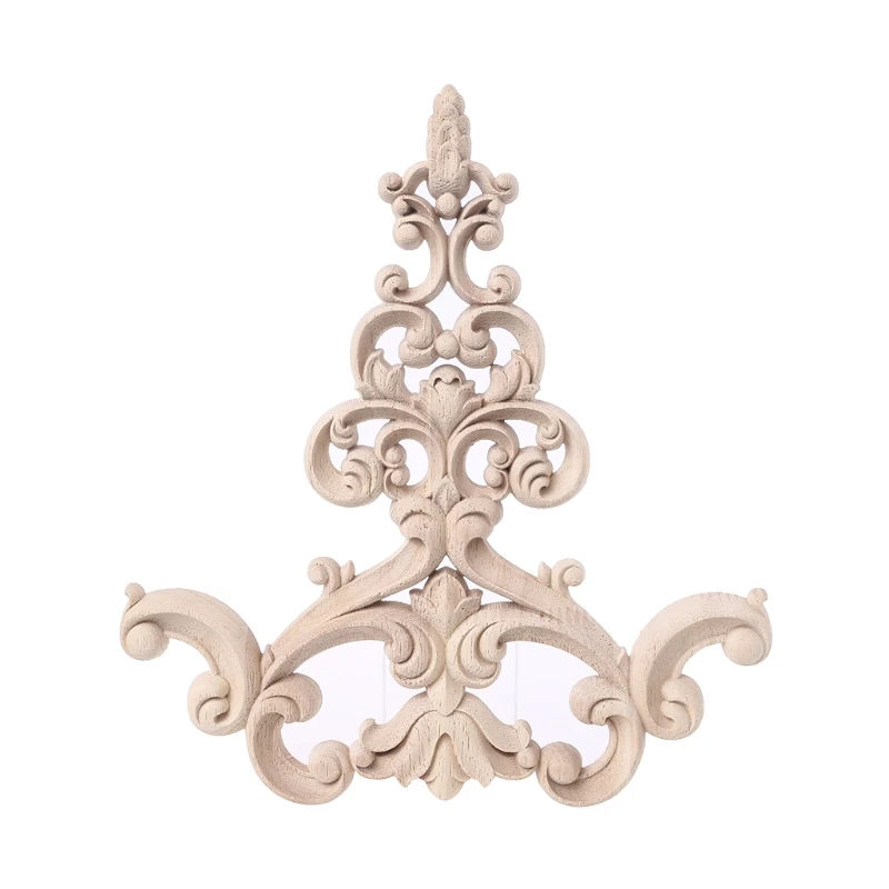 Wood Carved Furniture Corner Carving Decal Onlay Applique Unpainted Retro Wood Mouldings European Carved Wood Decal Wood
