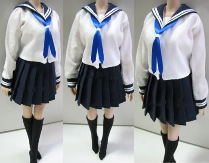 

Custom 1:6 Female Clothes Students School Uniform & Socks Set 3 Colors For 12 Inches PH,HT,Kumik Body Figures