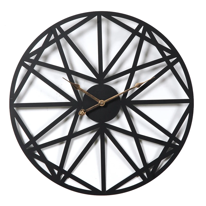 

New 50CM Creative Retro Circular Wall Clock Household Five-Pointed Star Pattern Iron Hanging Clocks Roman Numerals Sale - Black