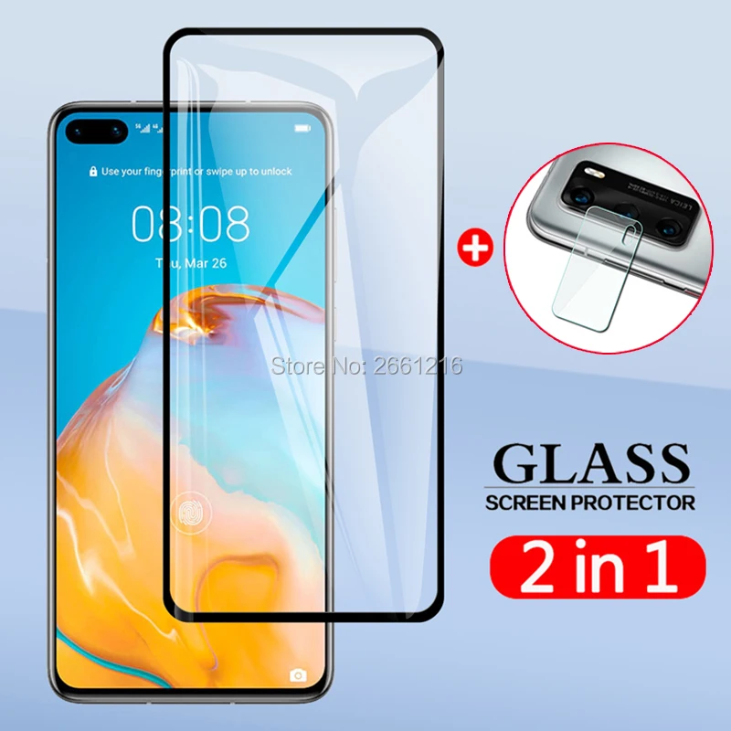 2 в 1 Защитная пленка для задней камеры Защитная пленка для экрана закаленное стекло для Huawei P40 ANA-AN00 ANA-TN00 6,1