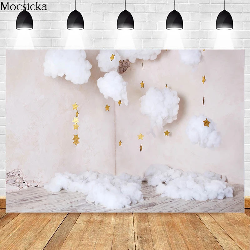 

Mocsicka Baby Shower Background Cloud Mist Stars Photo Backdrop Decoration Child Portrait Photo Background Photography Studio