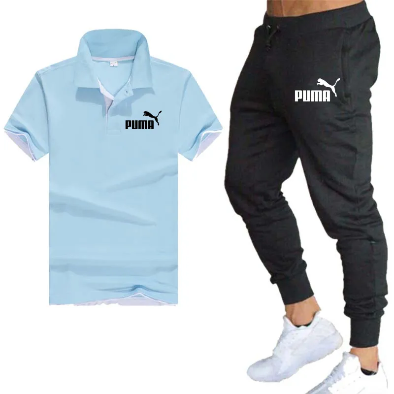 

2021 PUMA big-name men's suit Polo shirt + pants two-piece casual sportswear men/women suits printed trend tops + pants gym spor