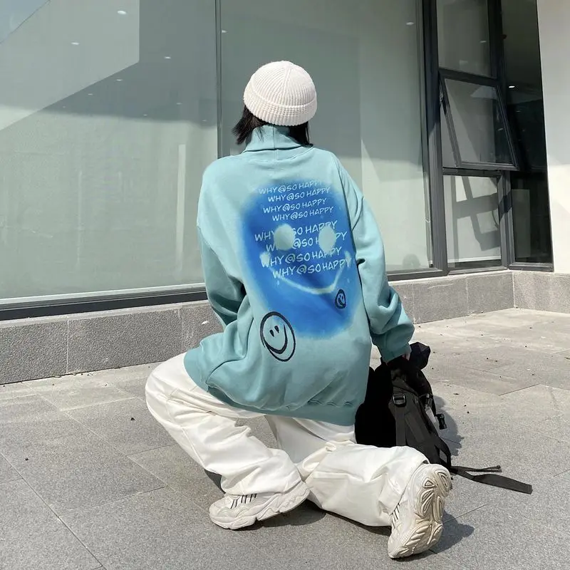 

Women Graffiti Monster Print Sweater Turtleneck Winter Clothes Fashion Cartoon Unisex Oversize Warm Harajuku Streetwear Sweater