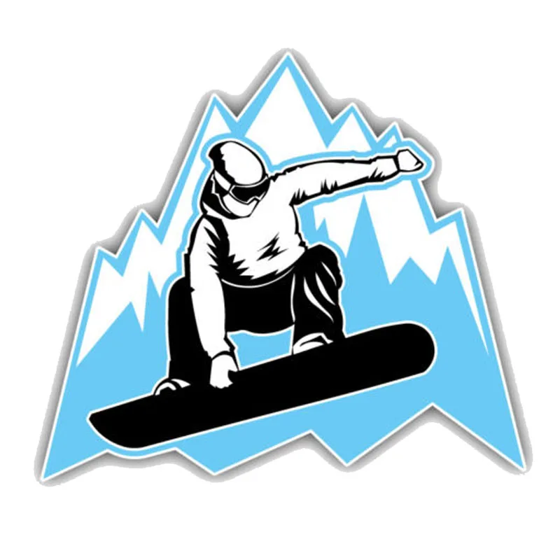 

12.7CM*11.1CM Snowboarder Mountain Jumping PVC Motorcycle Car Sticker 11-00347