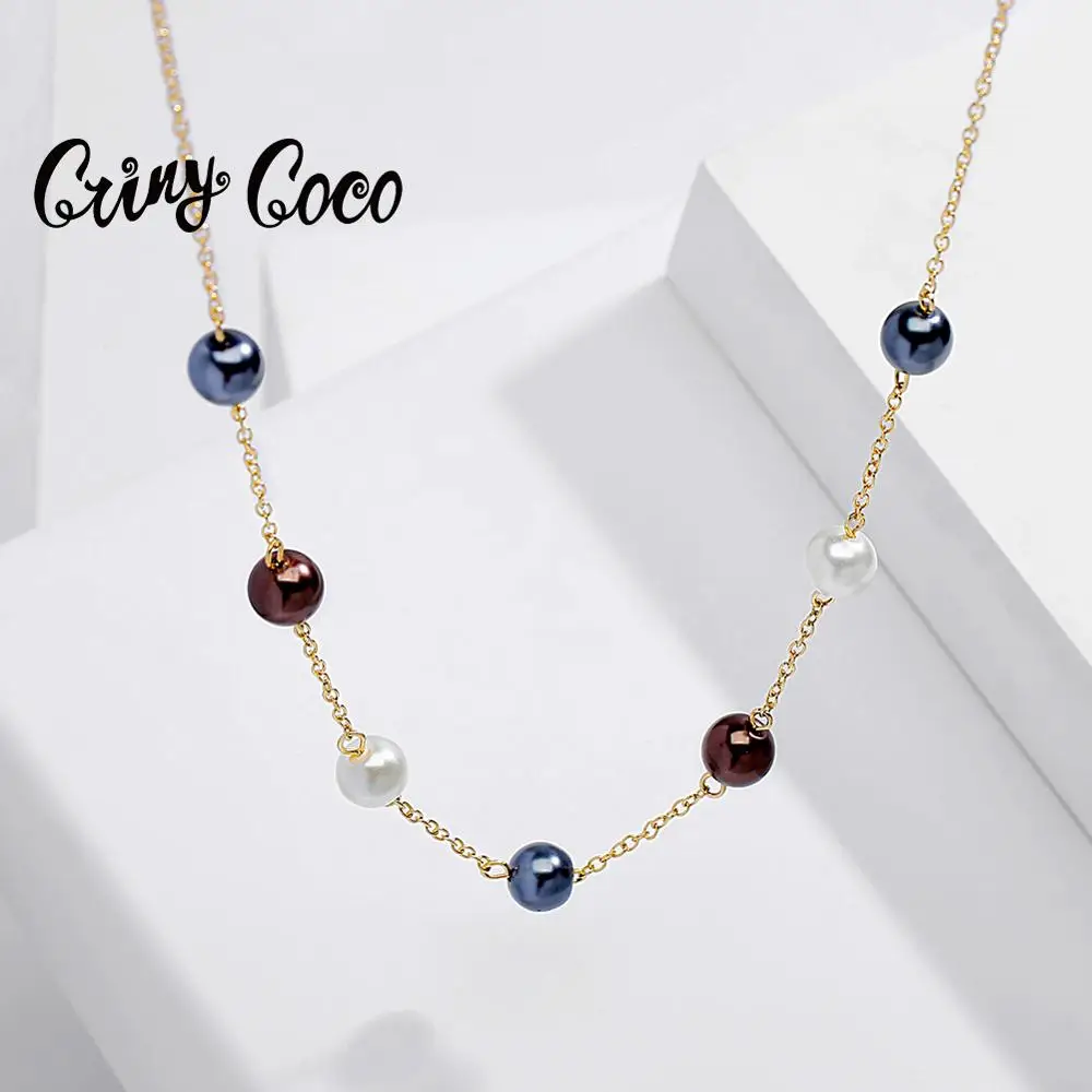 Cring Coco модный жемчуг кулоны ожерелья для женщин трендовая Женская Золотая