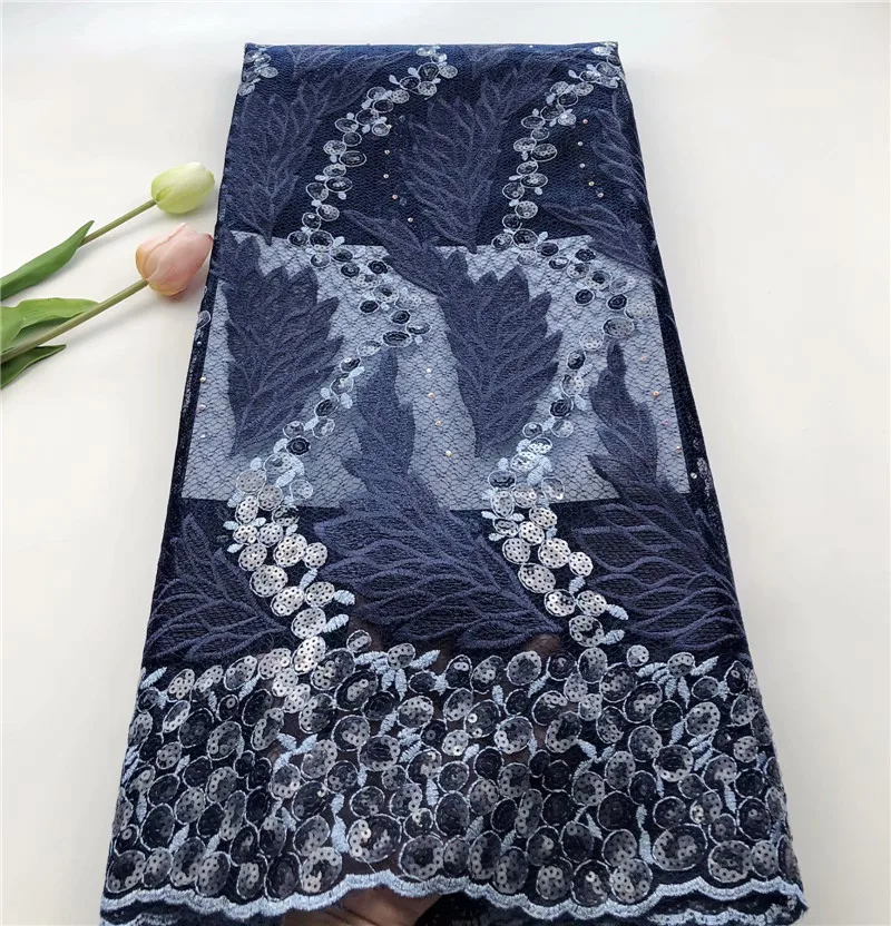 

2019 High Quality African Sequins Lace Fabric Green French Net Embroidery Tulle Lace Fabric For Nigerian Wedding Party Dress Hot
