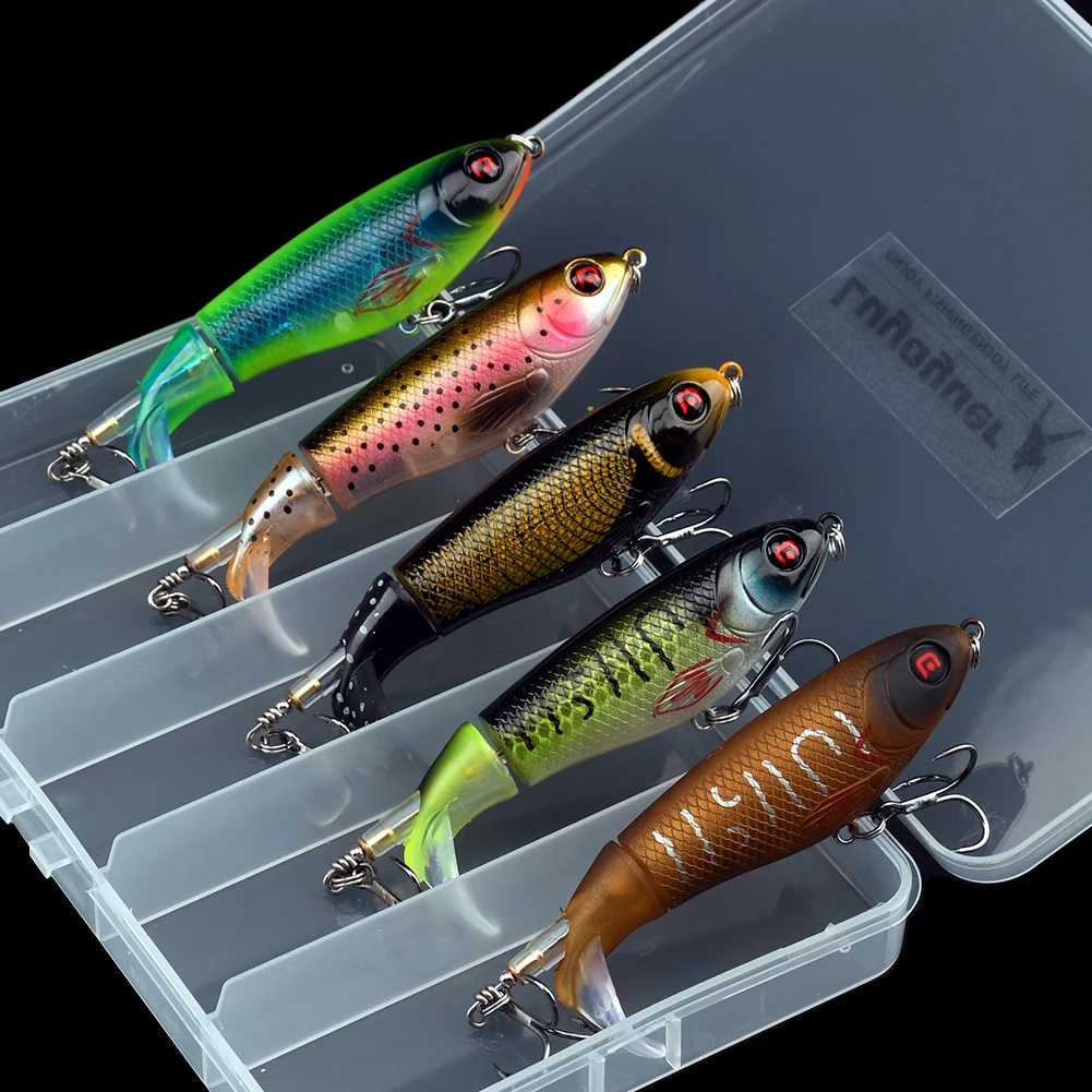 Whopper Plopper Bait Topwater Fishing Lure Frog Set Floating Pencil Popper Hard Bait Wobbler Rotating Tail with Box