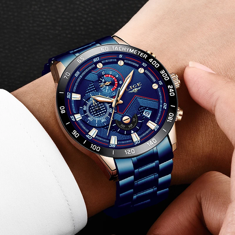 LIGE Watch Men Business Waterproof Clock Mens Watches Top Brand Luxury Fashion Casual Sport Quartz Wristwatch Relogio Masculino | Наручные