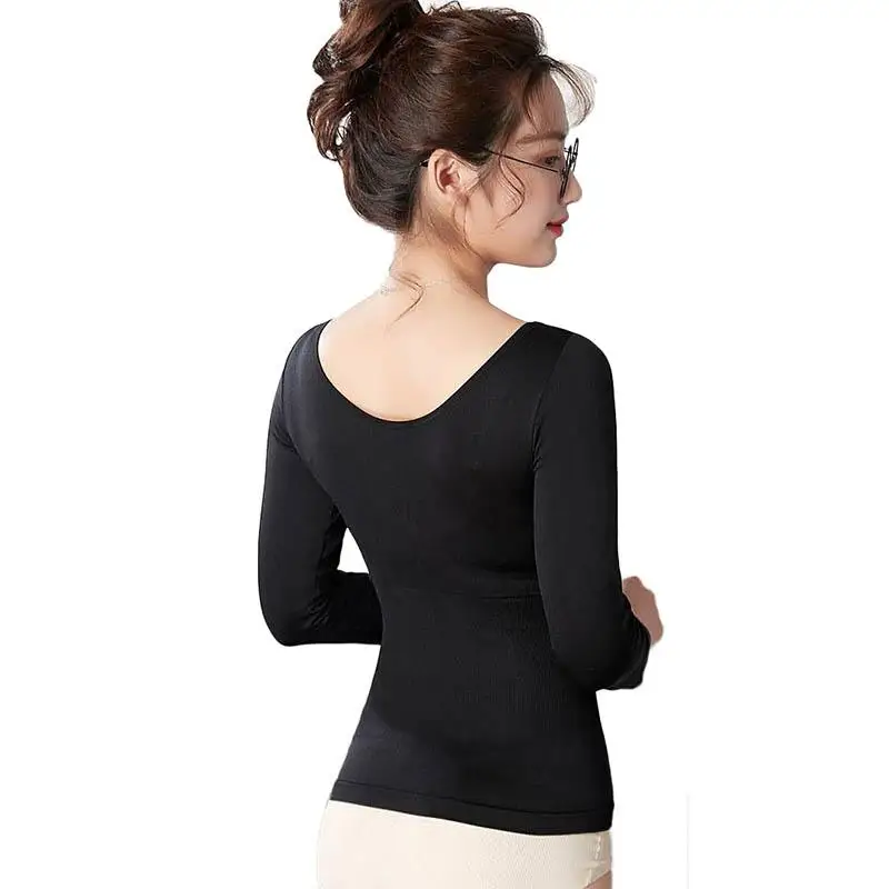 Женское термобелье с длинным рукавом Стройное круглым вырезом теплое нижнее