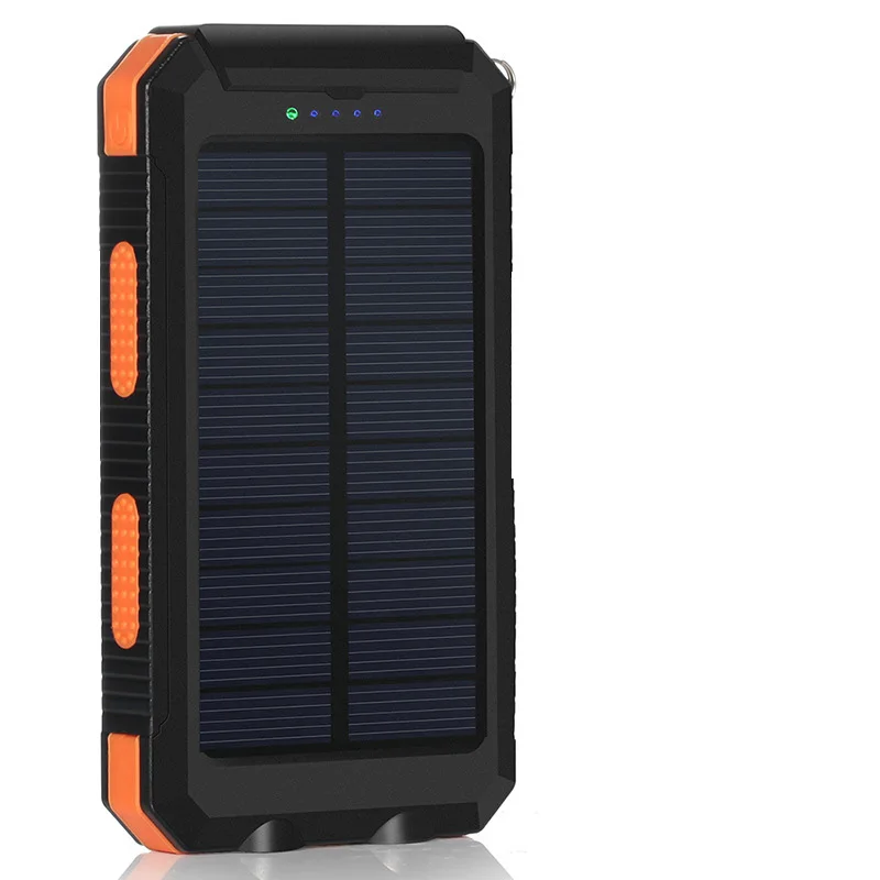black orange Солнечный внешний аккумулятор водонепроницаемый IP67 Технология светодиодный внешний аккумулятор Carregador Portatil power Bank для Xiao mi Iphone XR mi Poverbank - Цвет: black orange