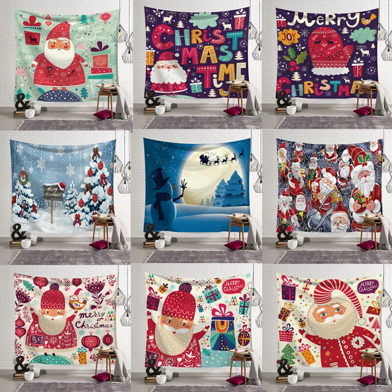 Рождественский гобелен Настенная занавеска для душа с рисунком Санты покрывало