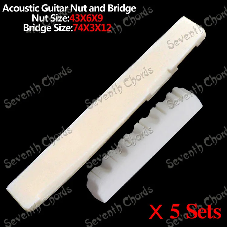 

5 Set Flower Shape Acoustic Guitar Bone Nut (size 43x6x9mm) and Bridge Saddle (Size 74x3x12mm)