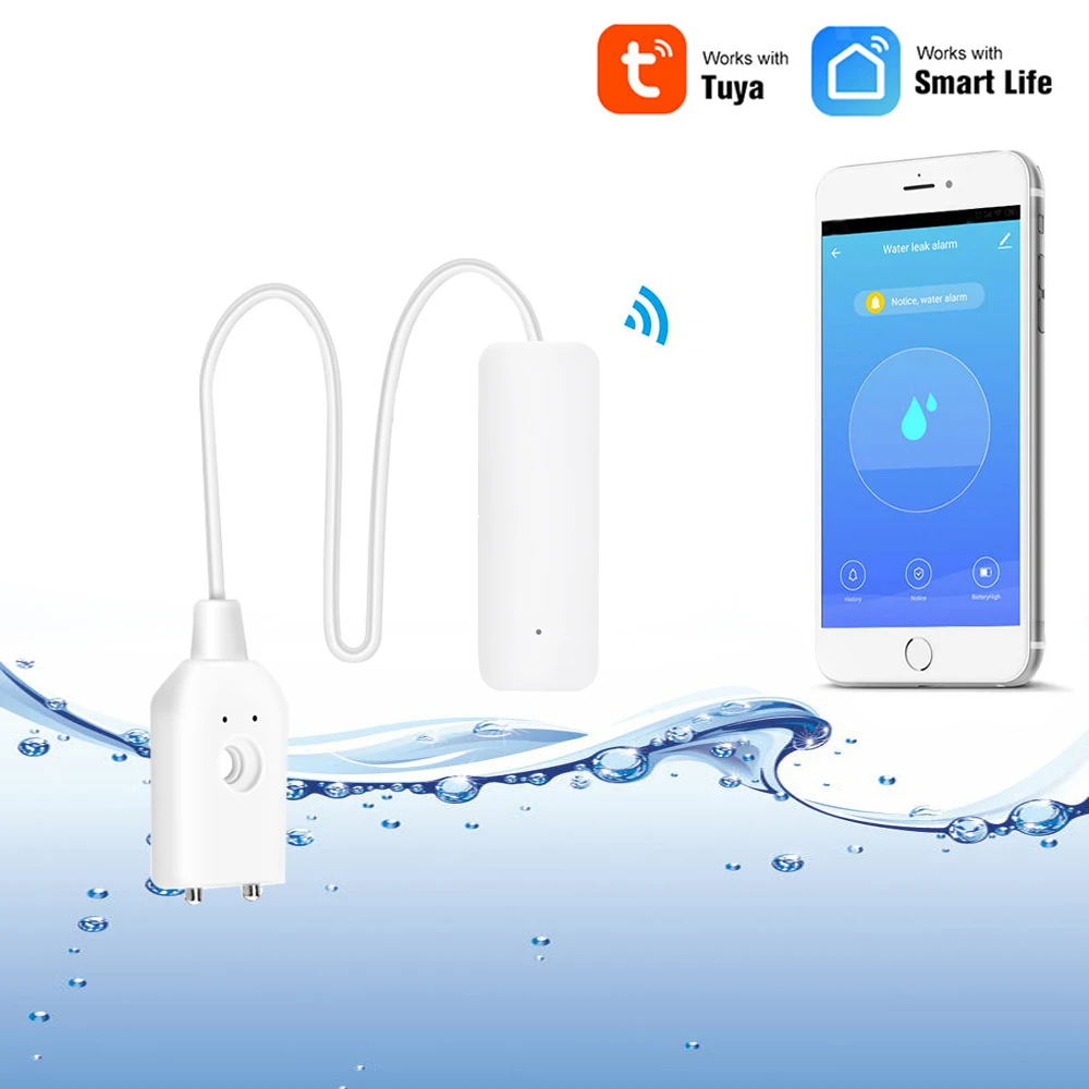 Датчик утечки воды Tuya Smartlife с дистанционным управлением через приложение Wi-Fi |