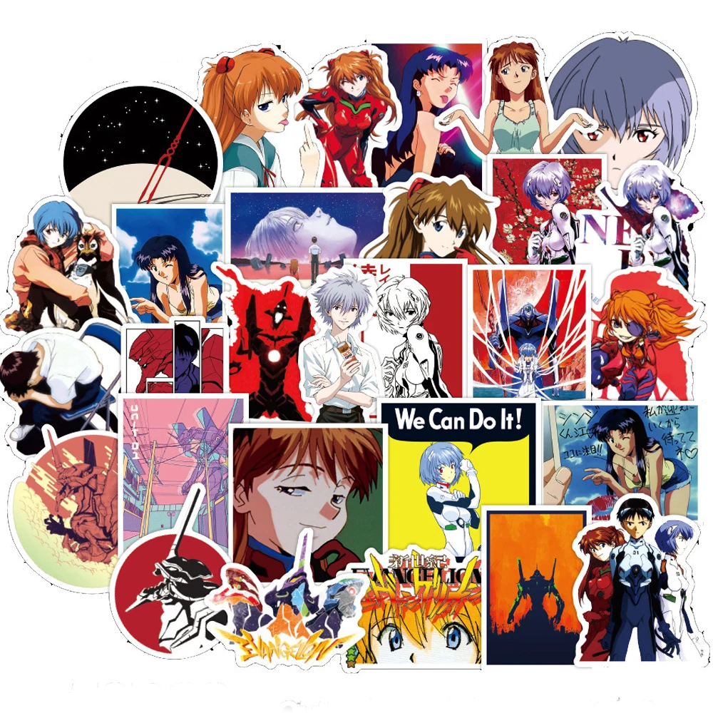 

10/30/50PCS Japanese Anime Evangelion Stickers Laptop Skateboard Motorcycle Phone Luggage Car Waterproof Toy Cartoon Sticker