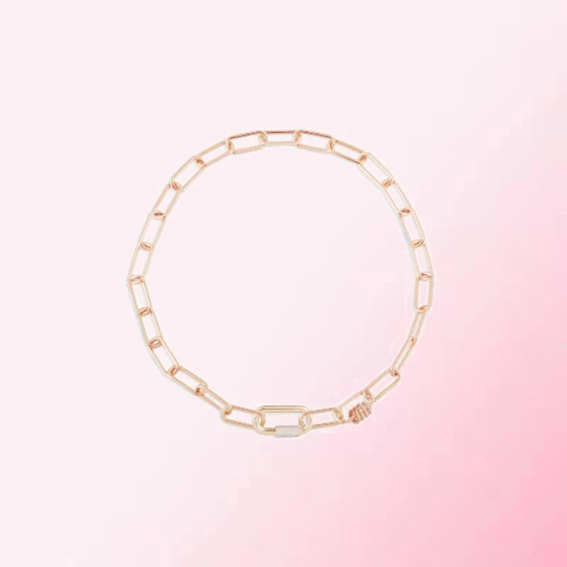 

1:1 Make 925 Sterling Silver Customized Pink Gold Light Luxury Style Fashion Exquisite Necklace