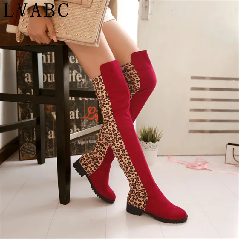 Женские леопардовые высокие сапоги зимние длинные туфли женские стильные
