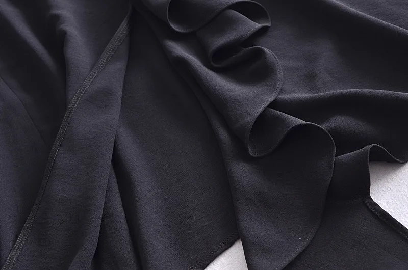 

GTGYFF Fashion Ladies Skirts Ruffles Asymmetrical Midi A Line Solid Black Summer Women Skirt XS S M L Female Faldas Largas Saias