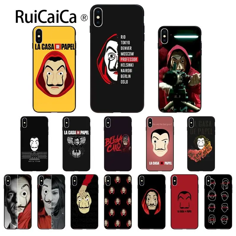 Ruicaica La Casa De Papel Heist TPU Мягкий силиконовый черный чехол для телефона iPhone 6S 6plus 7 7plus 8