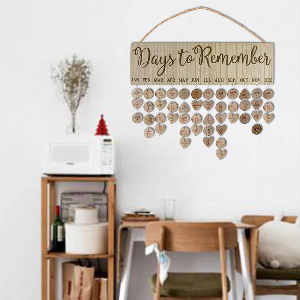 

Birthday Special Days Reminder Board DIY Hanging Decor Wooden Calendar Board Hanging Wall Calendar New Year Decoration