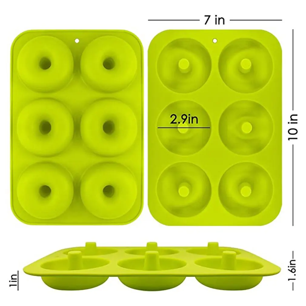 

Silicone Doughnut Mold Baking Mold Non-stick Suitable For Oven And Microwave Oven Green Orange Two-piece